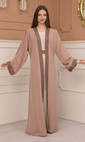 عباية قطعتين ساندي مع فرسان 680 - بيج