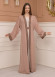 2-PIECE SET EMBROIDERED ABAYA AND DRESS 680 - beige