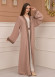 2-PIECE SET EMBROIDERED ABAYA AND DRESS 680 - beige