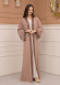 2-PIECE SET EMBROIDERED ABAYA AND DRESS 680 - beige