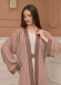 2-PIECE SET EMBROIDERED ABAYA AND DRESS 680 - beige