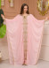 2-Piece Set Stone Embroidered Batwing Abaya & Dress 682 - pink