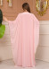 2-Piece Set Stone Embroidered Batwing Abaya & Dress 682 - pink