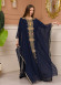 2-Piece Set Stone Embroidered Batwing Abaya & Dress 682 - deep blue