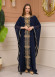 2-Piece Set Stone Embroidered Batwing Abaya & Dress 682 - deep blue