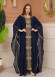 2-Piece Set Stone Embroidered Batwing Abaya & Dress 682 - deep blue