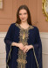 2-Piece Set Stone Embroidered Batwing Abaya & Dress 682 - deep blue