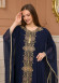 2-Piece Set Stone Embroidered Batwing Abaya & Dress 682 - deep blue