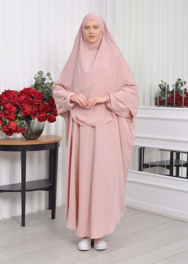 Muslim Wear Hijab Dresses , Women's Clothes Butterfly Hijab Set 2 Pieces 826 Pudra