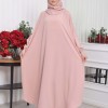 Muslim Wear Hijab Dresses , Womens Clothes Butterfly Hijab Set 2 Pieces 826 - powder pink/ dusty pink