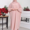 Muslim Wear Hijab Dresses , Womens Clothes Butterfly Hijab Set 2 Pieces 826 - powder pink/ dusty pink