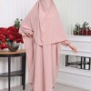 Muslim Wear Hijab Dresses , Womens Clothes Butterfly Hijab Set 2 Pieces 826 - powder pink/ dusty pink