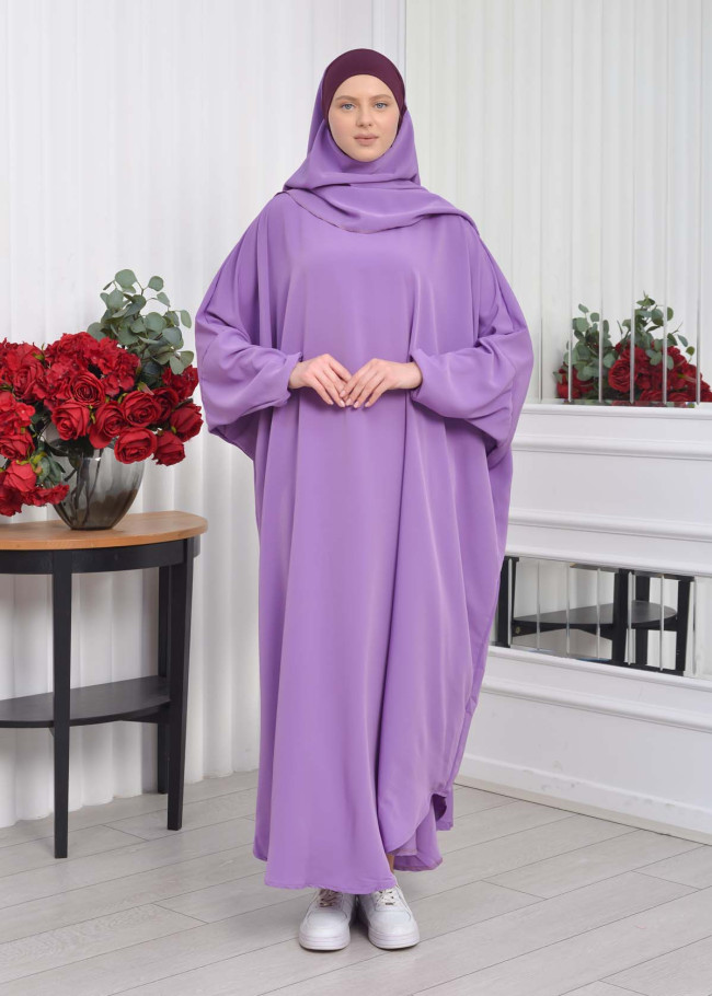 Muslim Wear Hijab Dresses , Women's Clothes Butterfly Hijab Set 2 Pieces 826 Lila