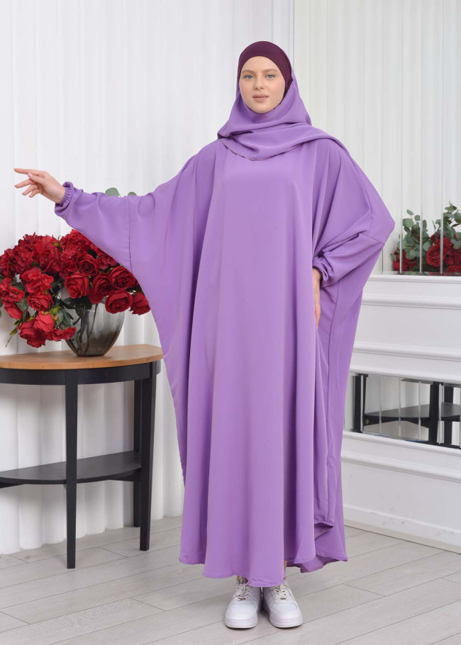 Muslim Wear Hijab Dresses , Women's Clothes Butterfly Hijab Set 2 Pieces 826 Lila
