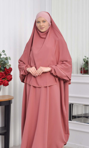 Muslim Wear Hijab Dresses , Womens Clothes Butterfly Hijab Set 2 Pieces 826 - Hellrosa