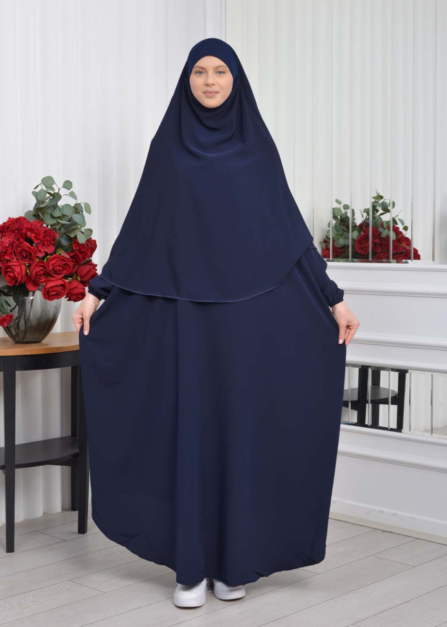 2li Takım YarasaTesettür Çarşaf - 826 - Lacivert
