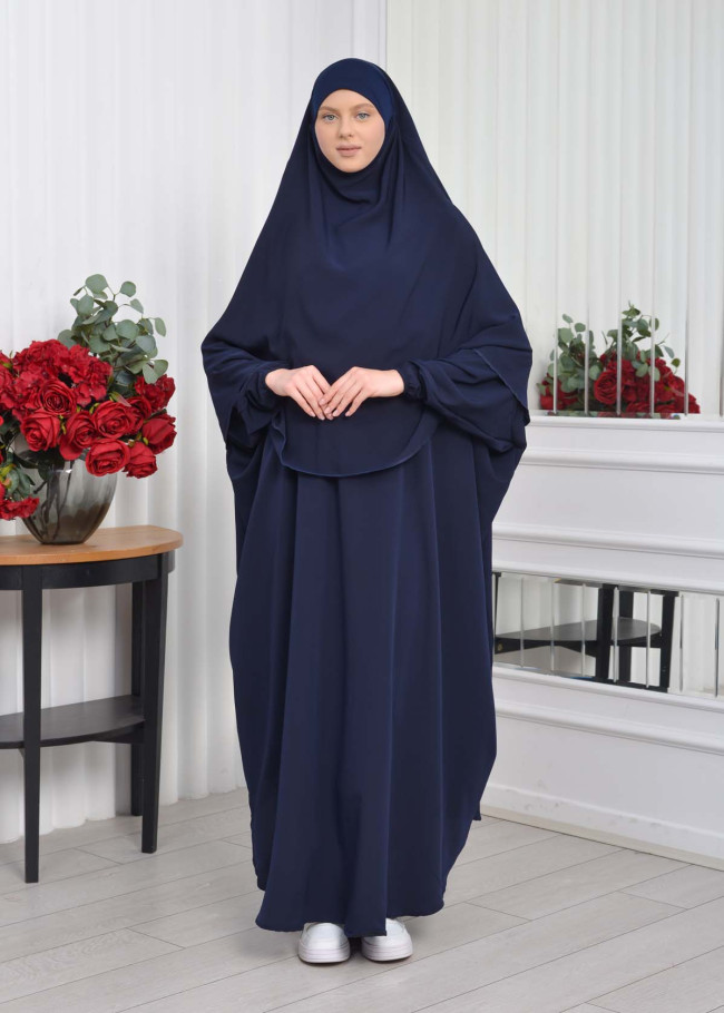 2li Takım YarasaTesettür Çarşaf - 826 - Lacivert