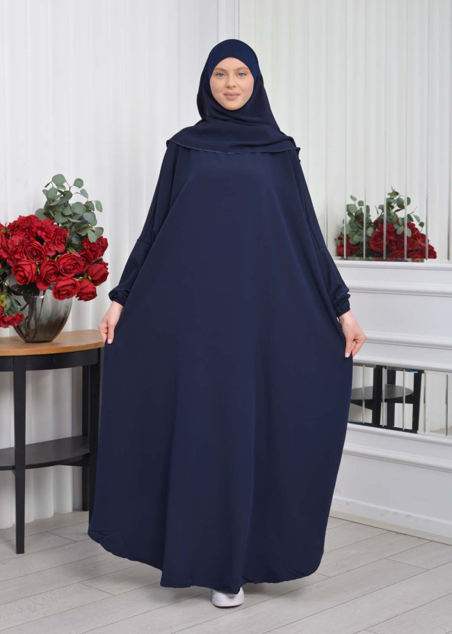 2li Takım YarasaTesettür Çarşaf - 826 - Lacivert