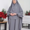 Muslim Wear Hijab Dresses , Womens Clothes Butterfly Hijab Set 2 Pieces 826 -  Anthracite