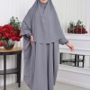 Muslim Wear Hijab Dresses , Womens Clothes Butterfly Hijab Set 2 Pieces 826 -  Anthracite