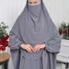 Muslim Wear Hijab Dresses , Womens Clothes Butterfly Hijab Set 2 Pieces 826 -  Anthracite