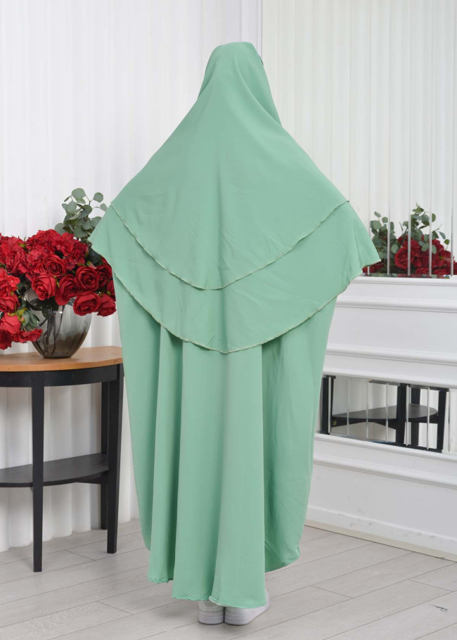 Muslim Wear Hijab Dresses , Women's Clothes Butterfly Hijab Set 2 Pieces 826 Mint
