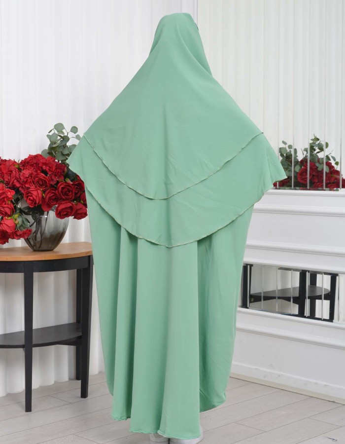 Muslim Wear Hijab Dresses , Womens Clothes Butterfly Hijab Set 2 Pieces 826 - mint