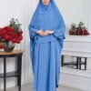 Muslim Wear Hijab Dresses , Womens Clothes Butterfly Hijab Set 2 Pieces 826 - blue