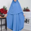 Muslim Wear Hijab Dresses , Womens Clothes Butterfly Hijab Set 2 Pieces 826 - blue