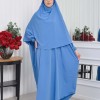 Muslim Wear Hijab Dresses , Womens Clothes Butterfly Hijab Set 2 Pieces 826 - blue