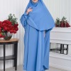 Muslim Wear Hijab Dresses , Womens Clothes Butterfly Hijab Set 2 Pieces 826 - blue