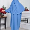 Muslim Wear Hijab Dresses , Womens Clothes Butterfly Hijab Set 2 Pieces 826 - blue