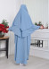 Muslim Wear Hijab Dresses , Women's Clothes Butterfly Hijab Set 2 Pieces 826 Bebe Mavi