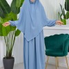 طقم قطعتين شرشف للمحجبات فستان + درع  829 Bebe Mavi