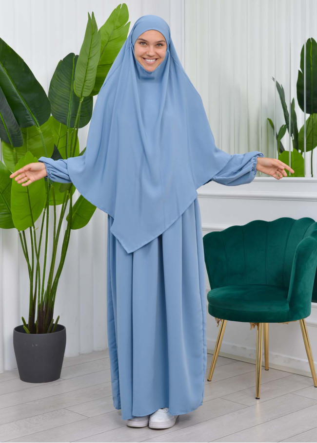 Muslim Hijab Dress set 2 Pieces 829 Bebe Mavi