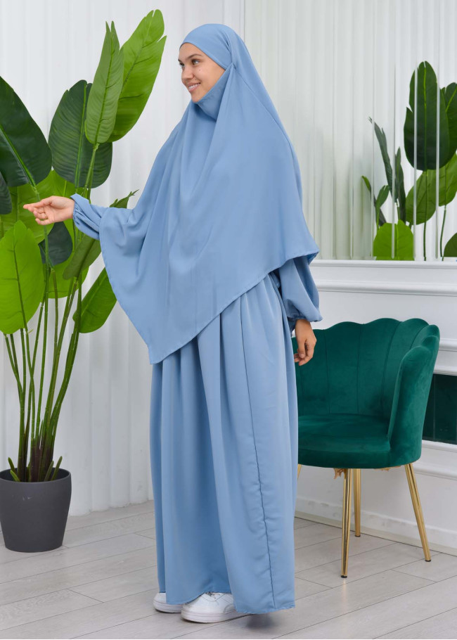 Muslim Hijab Dress set 2 Pieces 829 Bebe Mavi