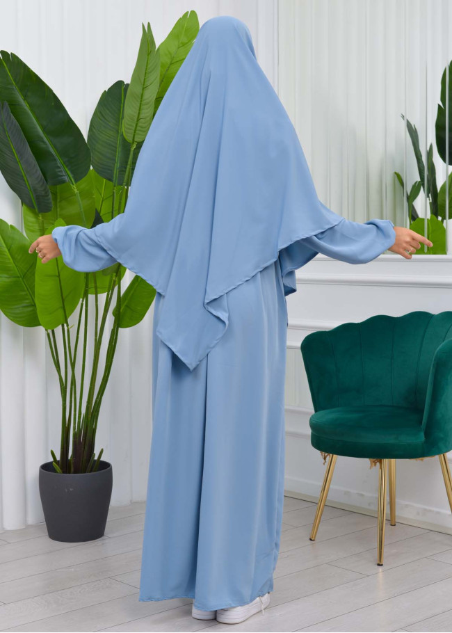 Muslim Hijab Dress set 2 Pieces 829 Bebe Mavi