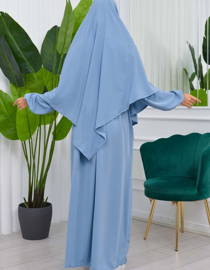 طقم قطعتين شرشف للمحجبات فستان + درع  829 Bebe Mavi