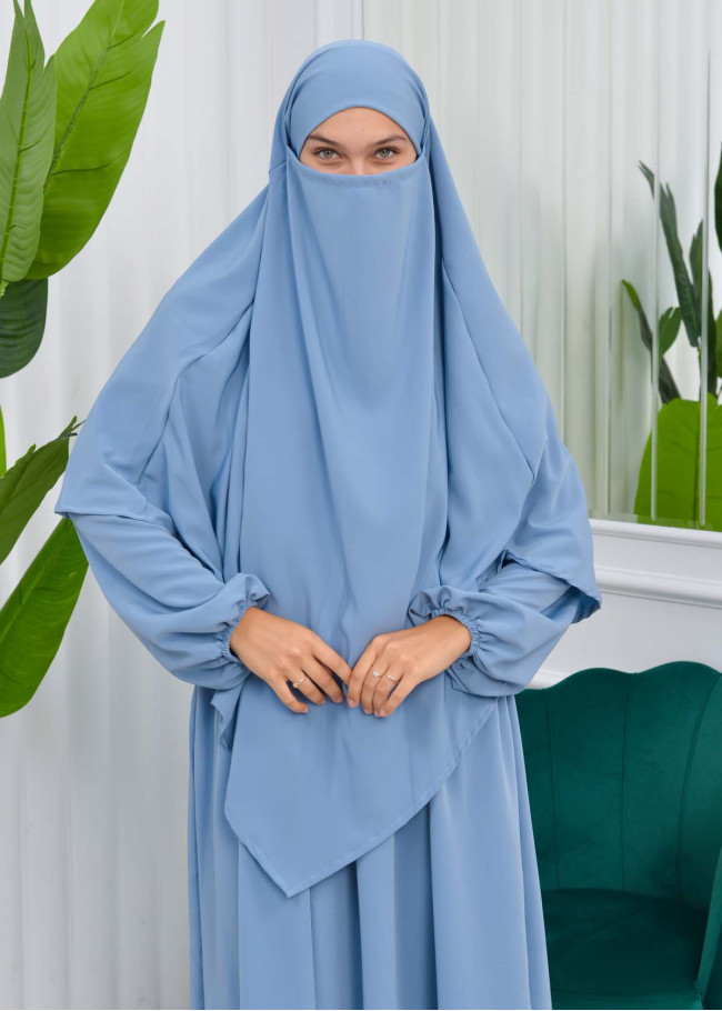 Muslim Hijab Dress set 2 Pieces 829 Bebe Mavi