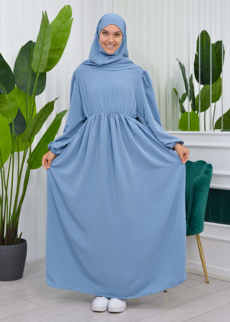navy blue dress for baby girl Muslim Hijab Dress set 2 Pieces 829 - purpul - HIJAB CLOTHING - Moda Mix