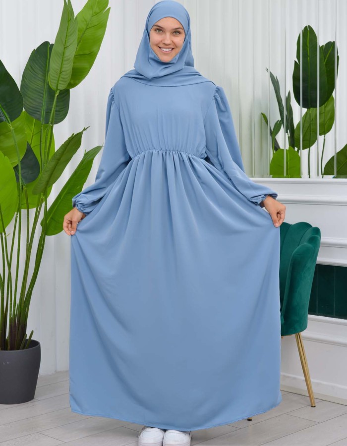 طقم قطعتين شرشف للمحجبات فستان + درع  829 Bebe Mavi