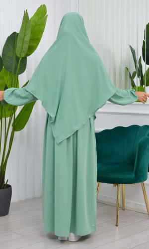 طقم قطعتين شرشف للمحجبات فستان + درع  829 - مينت