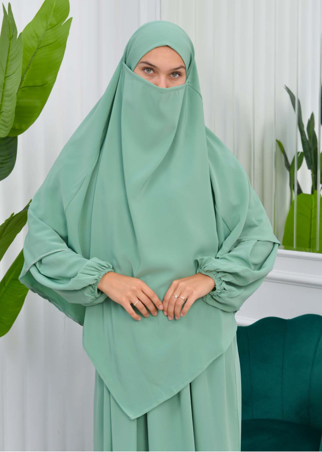 Muslim Hijab Dress set 2 Pieces 829 Mint