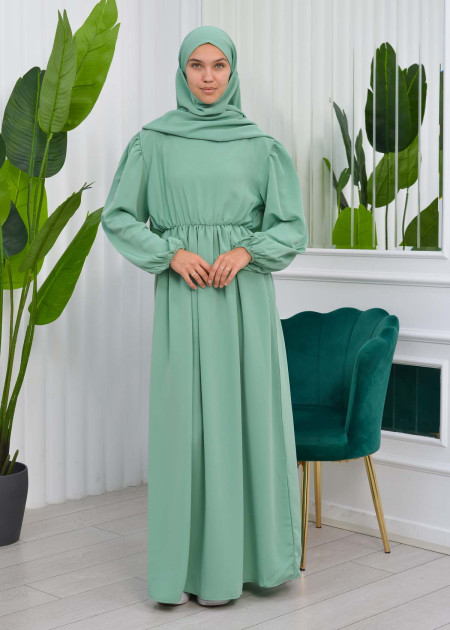 mint green dress muslimah Plus Size Mint Muslim Prom Dress 50151MINT