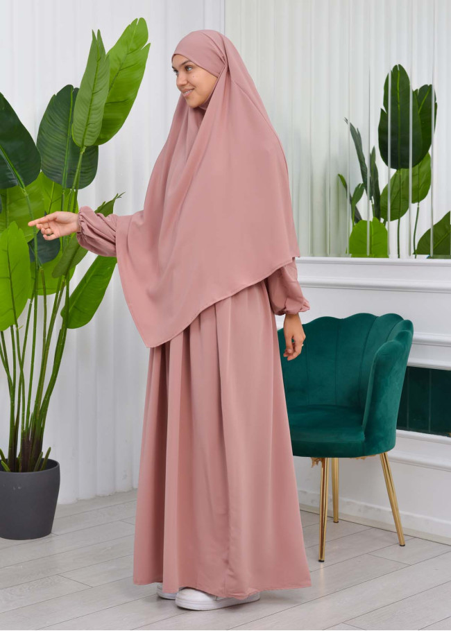 طقم قطعتين شرشف للمحجبات فستان + درع  829 Pudra