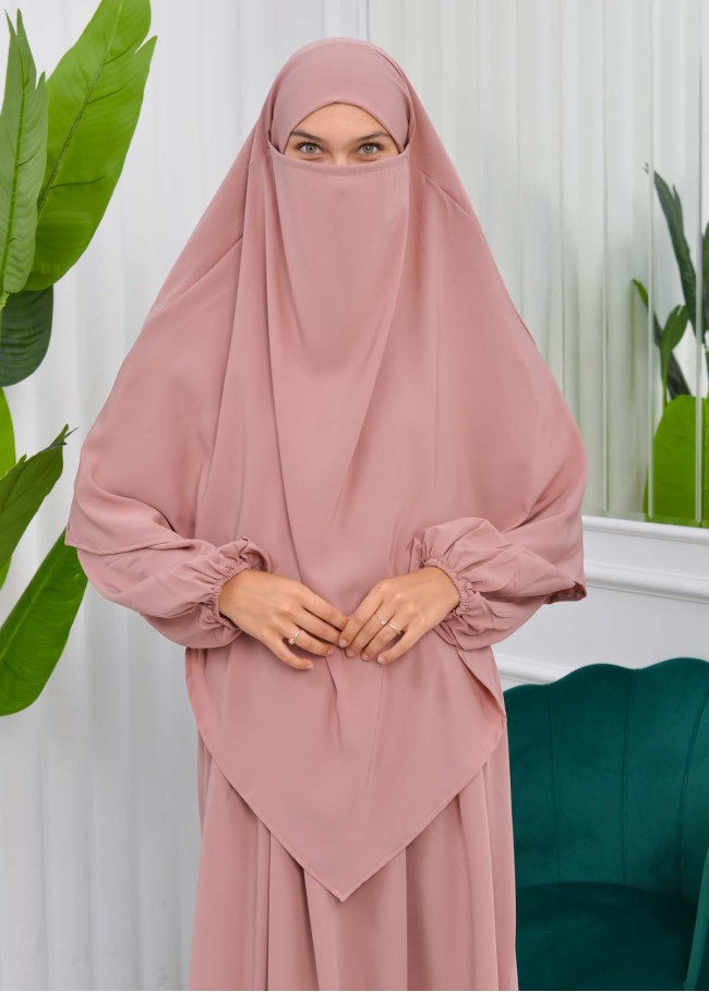 طقم قطعتين شرشف للمحجبات فستان + درع  829 Pudra