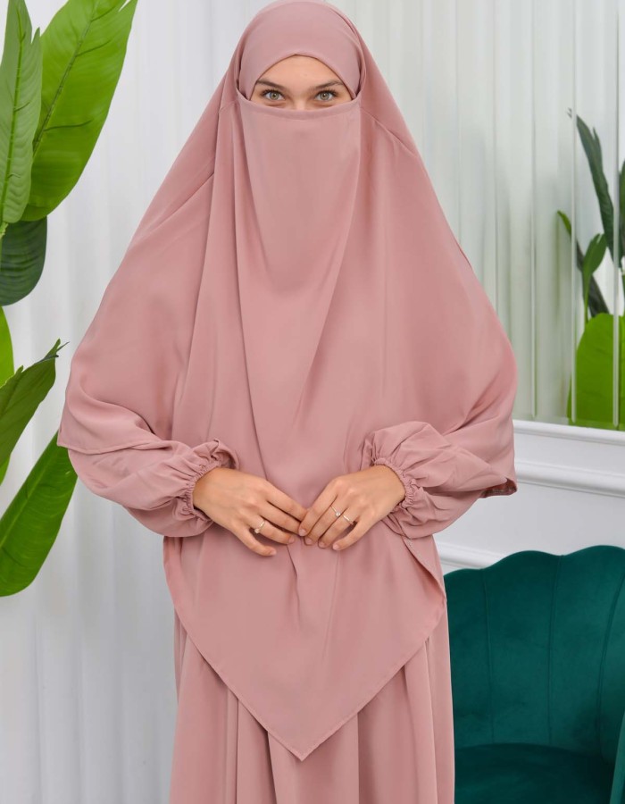طقم قطعتين شرشف للمحجبات فستان + درع  829 Pudra