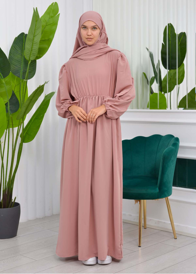 طقم قطعتين شرشف للمحجبات فستان + درع  829 Pudra