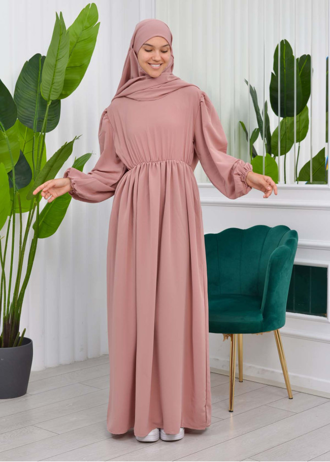 طقم قطعتين شرشف للمحجبات فستان + درع  829 Pudra