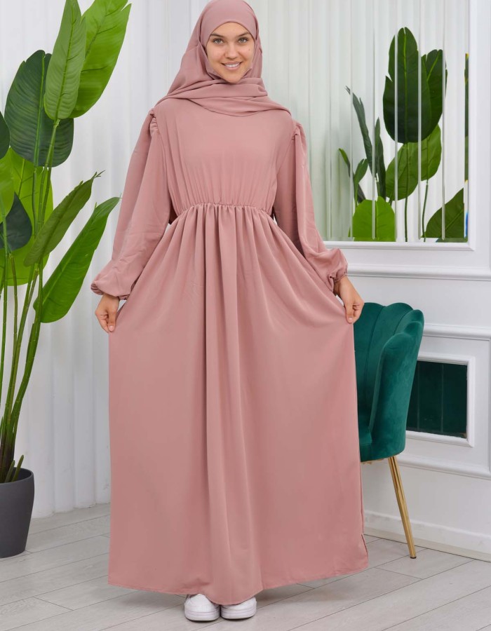 طقم قطعتين شرشف للمحجبات فستان + درع  829 Pudra